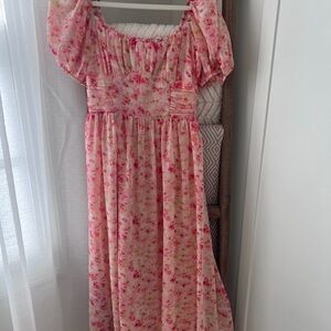 Astr Blush Floral Midi Dress